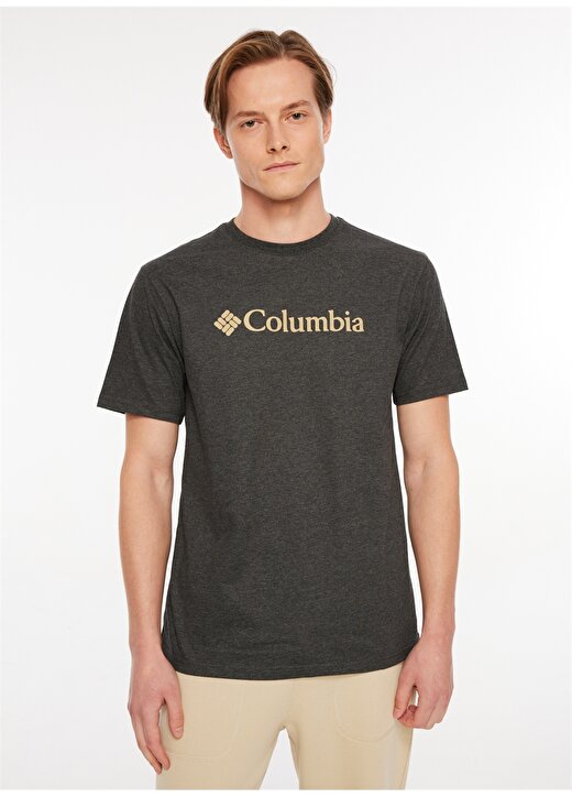 Columbia Antrasit Melanj Erkek O Yaka Baskılı T-Shirt 9110141012_CS0287 1