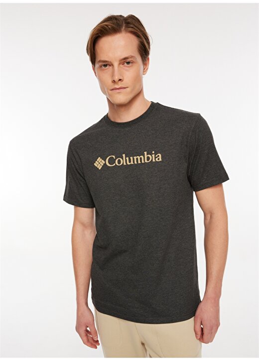 Columbia Antrasit Melanj Erkek O Yaka Baskılı T-Shirt 9110141012_CS0287 3