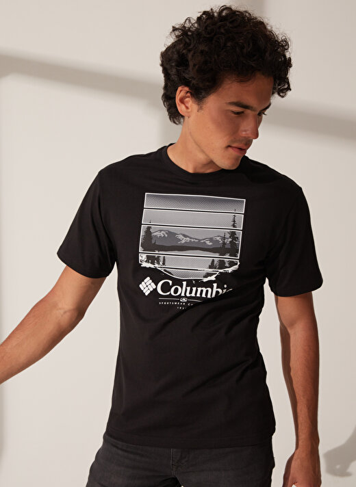 Columbia Siyah Erkek O Yaka Baskılı T-Shirt 9120461010_CS0304 4