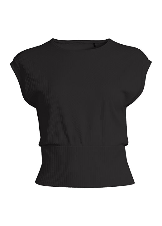 Casall Bisiklet Yaka Düz Siyah Kadın T-Shirt 23101-901 Seamless Graphical Rib Te 1