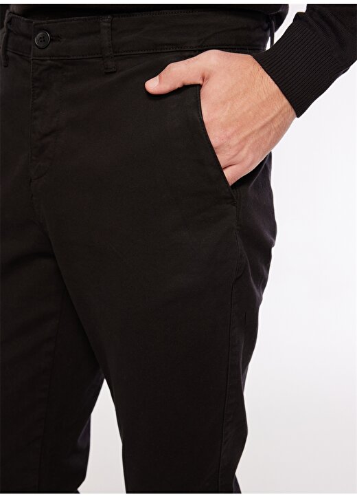 Fabrika Siyah Erkek Slim Fit Düz Chino Pantolon F3WM-PNT902 3