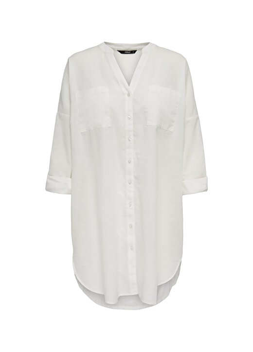 Only Normal V Yaka Beyaz Kadın Gömlek 1526773811-4201 TCX 4