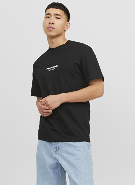 Jack & Jones Yuvarlak Yaka Siyah Erkek T-Shirt 12240121_JORVESTERBRO TEE SS CREW N 2