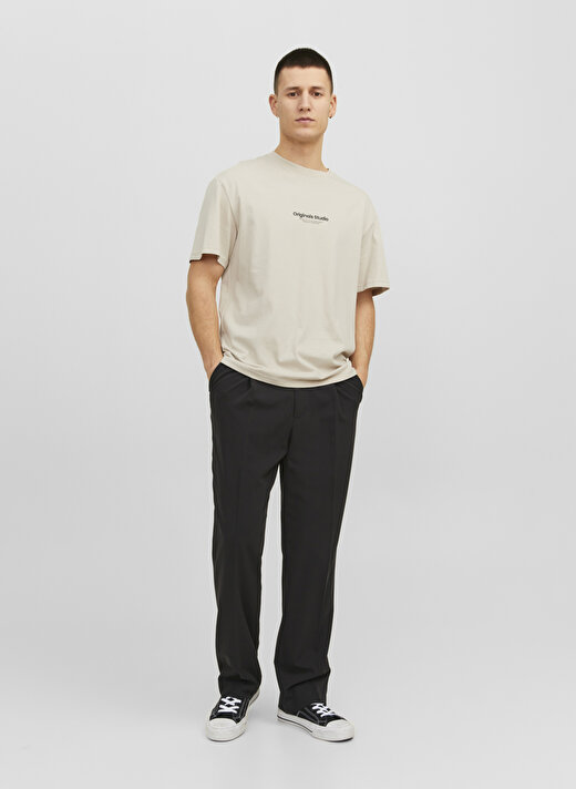 Jack & Jones Yuvarlak Yaka Krem Erkek T-Shirt 12240121_JORVESTERBRO TEE SS CREW N 3