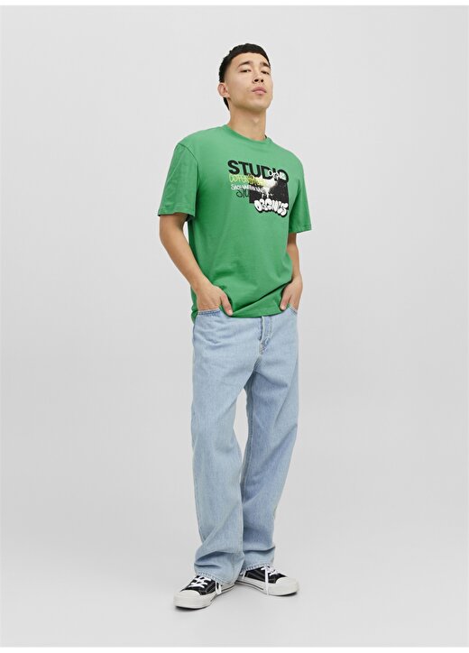 Jack & Jones Yuvarlak Yaka Yeşil Erkek T-Shirt 12243613_JORTHROWS TEE SS CREW NECK 3