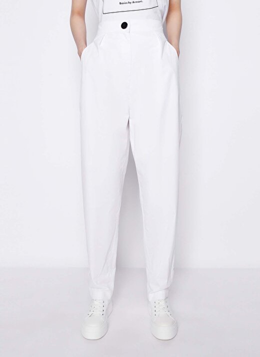 Armani Exchange Yüksek Bel Normal Beyaz Kadın Pantolon 3RYP01 2