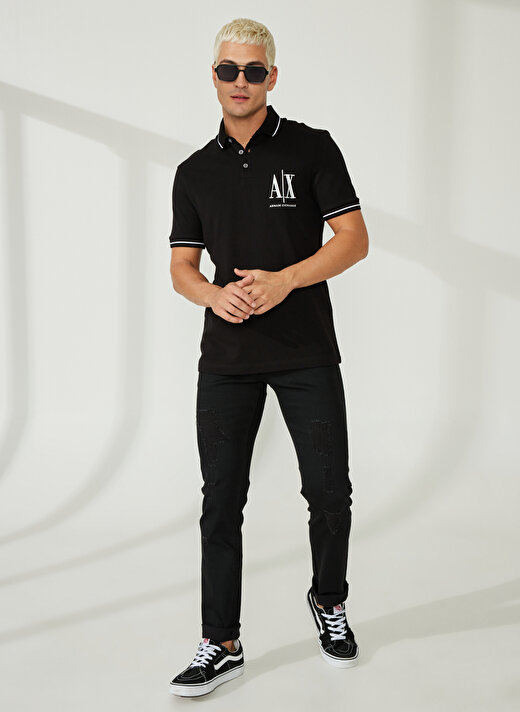 Armani Exchange Düz Siyah Erkek Polo T-Shirt 8NZFPA 1200-BLACK 2