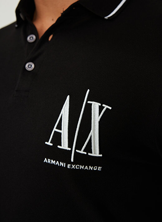 Armani Exchange Düz Siyah Erkek Polo T-Shirt 8NZFPA 1200-BLACK 4