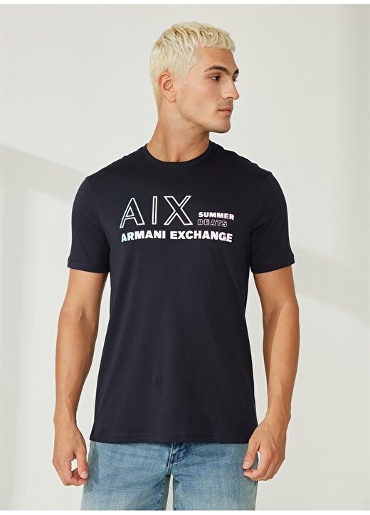 Armani Exchange Bisiklet Yaka Baskılı Lacivert Erkek T-Shirt 3RZTJA 1510-NAVY 3