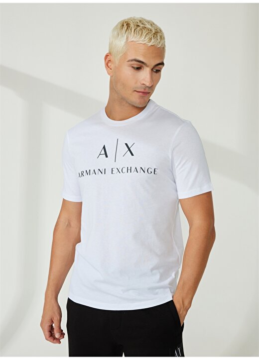 Armani Exchange Bisiklet Yaka Düz Beyaz Erkek T-Shirt 8NZTCJ 1100-WHITE 3