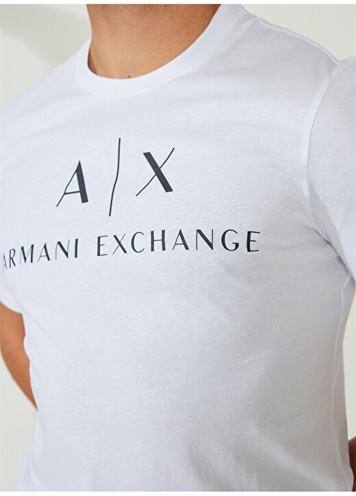 Armani Exchange Bisiklet Yaka Düz Beyaz Erkek T-Shirt 8NZTCJ 1100-WHITE 4