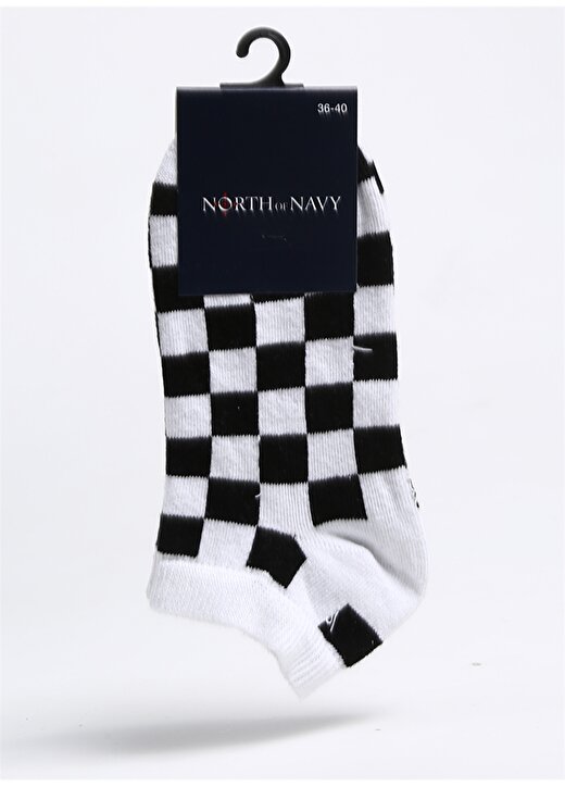 North Of Navy Beyaz - Siyah Kadın Sneaker Çorabı NON-PTK-NS-10 1