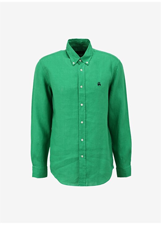 Brooks Brothers Comfort Fit Düğmeli Yaka Yeşil Erkek Gömlek BBSP23MSH037 1