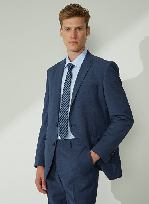 Brooks Brothers Normal Bel Comfort Fit Mavi Erkek Takım Elbise BBSP23MSU021 1