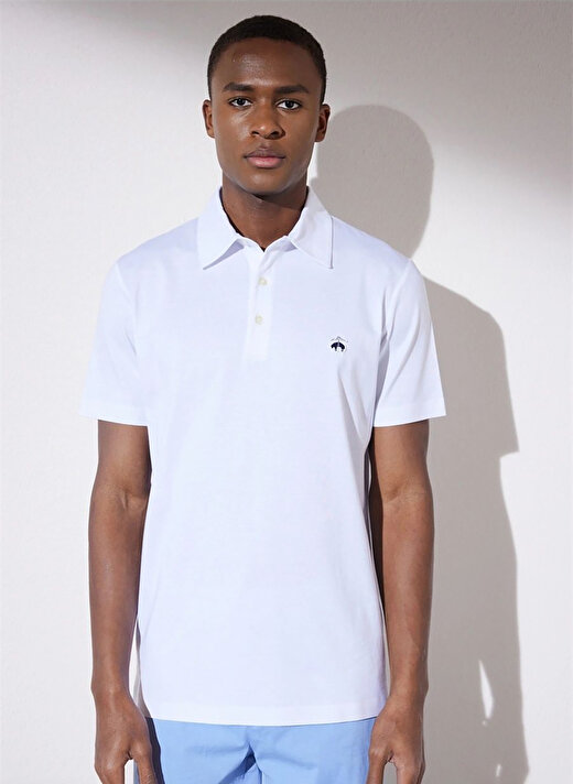 Brooks Brothers Polo Yaka Beyaz Erkek T-Shirt BBSP23MTS014 1