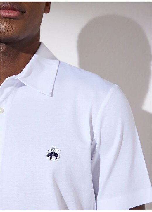 Brooks Brothers Polo Yaka Beyaz Erkek T-Shirt BBSP23MTS014 4