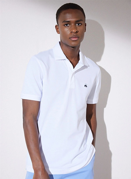 Brooks Brothers Polo Yaka Beyaz Erkek T-Shirt BBSP23MTS019 1