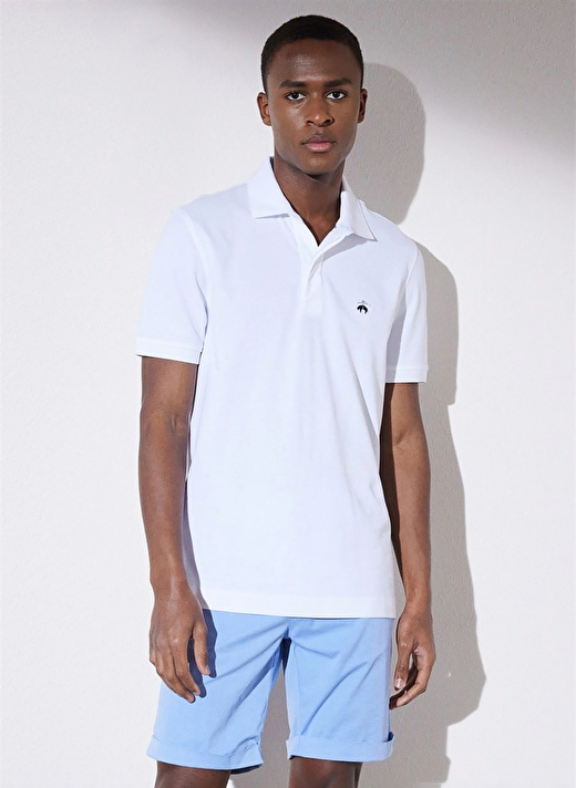 Brooks Brothers Polo Yaka Beyaz Erkek T-Shirt BBSP23MTS019 2