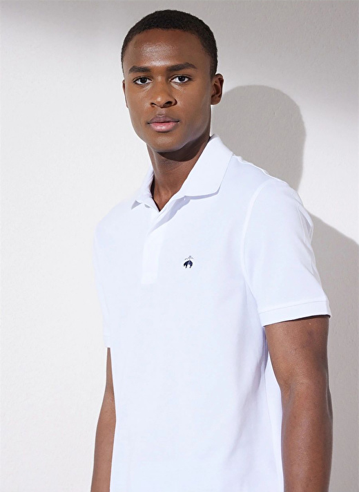 Brooks Brothers Polo Yaka Beyaz Erkek T-Shirt BBSP23MTS019 3