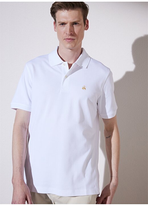 Brooks Brothers Klasik Yaka Beyaz Erkek T-Shirt BBSP23MTS034 2