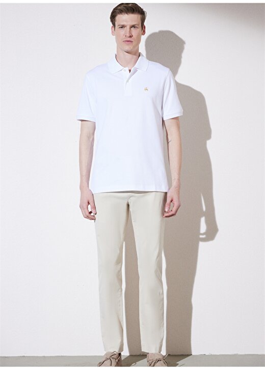 Brooks Brothers Klasik Yaka Beyaz Erkek T-Shirt BBSP23MTS034 4