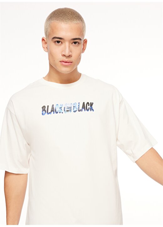 Black On Black Bisiklet Yaka Baskılı Beyaz Erkek T-Shirt B3WM-TST61 3