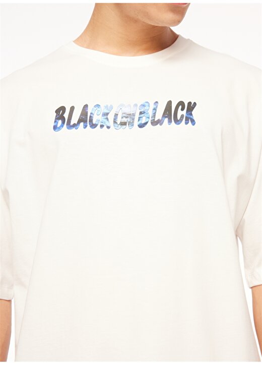 Black On Black Bisiklet Yaka Baskılı Beyaz Erkek T-Shirt B3WM-TST61 4