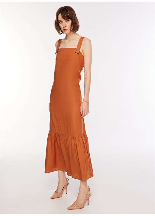 Brooks Brothers Kare Yaka Tarçın Standart Kadın Elbise BBSP23FDR020 3