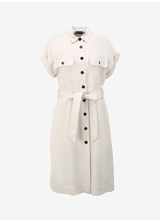 Brooks Brothers Gömlek Yaka Ekru Standart Kadın Elbise BBSP23FDR005 1
