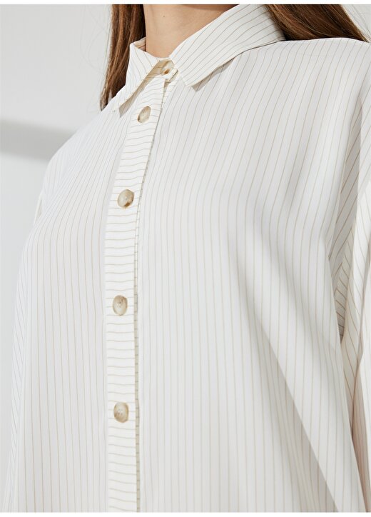 Brooks Brothers Gömlek Yaka Bej Standart Kadın Elbise BBSP23FDR001 4