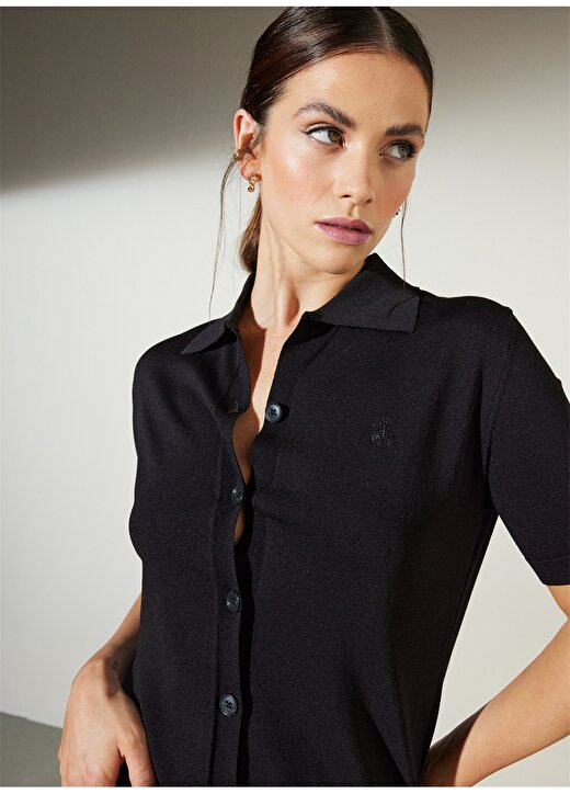 Brooks Brothers Gömlek Yaka Siyah Standart Kadın Elbise BBSP23FKD002 2