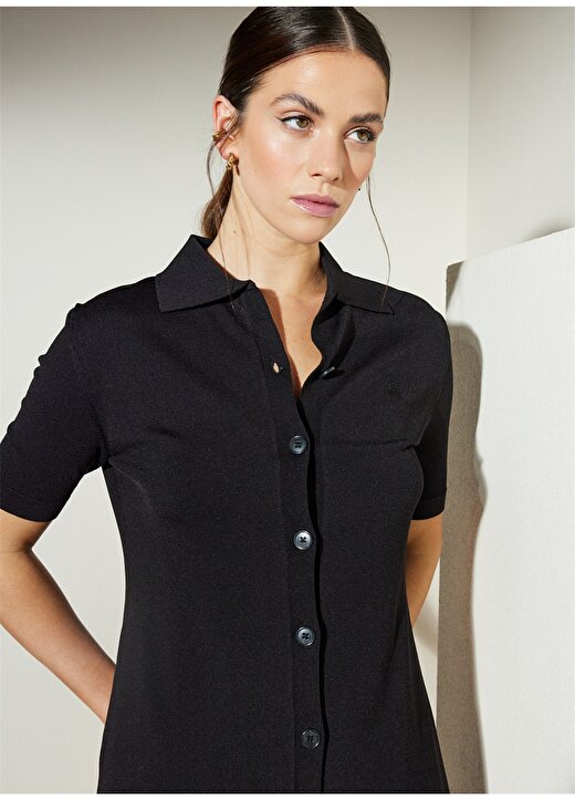 Brooks Brothers Gömlek Yaka Siyah Standart Kadın Elbise BBSP23FKD002 3