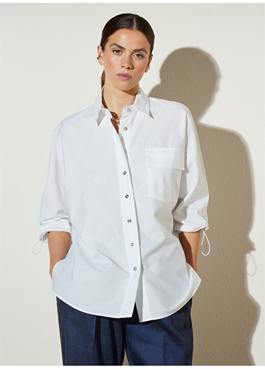 Brooks Brothers Normal Gömlek Yaka Beyaz Kadın Gömlek BBSP23FSH013 3