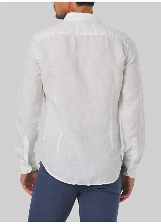 Mr. Mood Standart Düğmeli Yaka Beyaz Erkek Gömlek Mr Linen Shirt 2