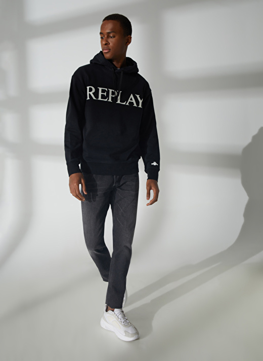 Replay Kapüşon Yaka Siyah Erkek Sweatshırt M652900022890P Sweatshirts RELAXED 2