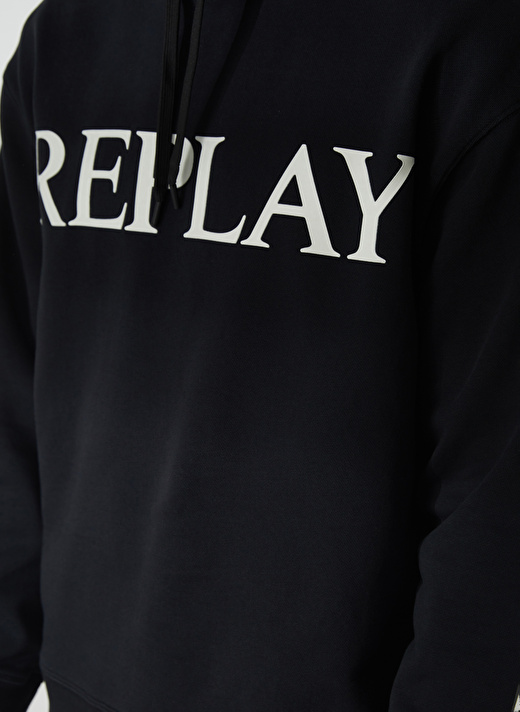 Replay Kapüşon Yaka Siyah Erkek Sweatshırt M652900022890P Sweatshirts RELAXED 4