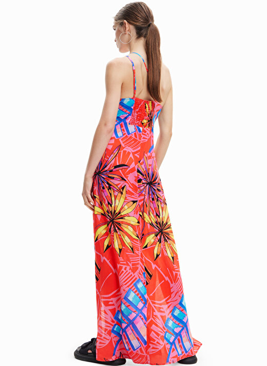 Desigual Turuncu Kadın Uzun Plaj Elbisesi 23SWMW03 4