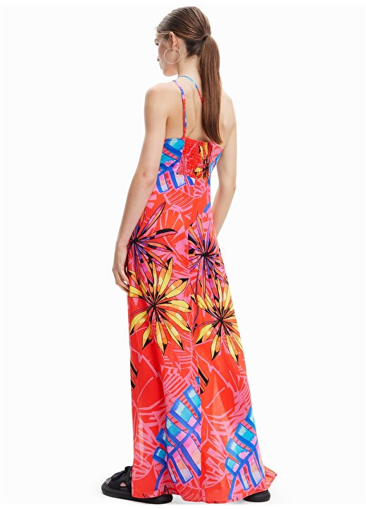 Desigual Turuncu Kadın Uzun Plaj Elbisesi 23SWMW03 4