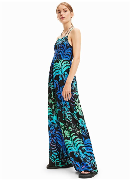 Desigual Mavi Kadın Uzun Plaj Elbisesi 23SWMW24 2