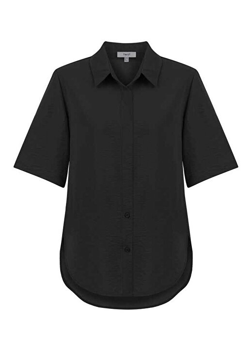 Twist Gömlek Yaka Siyah Kadın Bluz TS1230006197001 2
