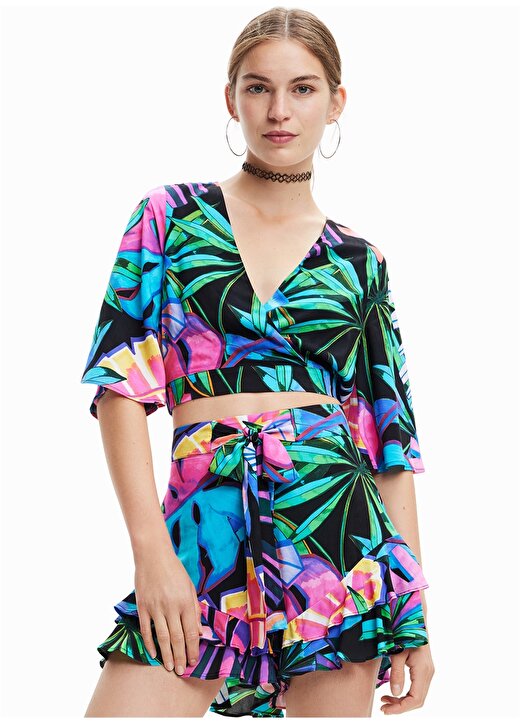Desigual Çok Renkli Kadın Standart Plaj Elbisesi 23SWMW09 2
