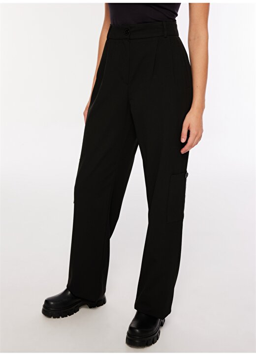 Fabrika Yüksek Bel Bol Kesim Siyah Kadın Pantolon F3WL-PNT4 4