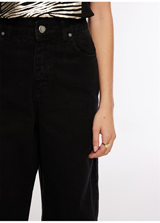 Fabrika Normal Bel Geniş Paça Geniş Fit Siyah Kadın Denim Pantolon F3WL-PNT44 3