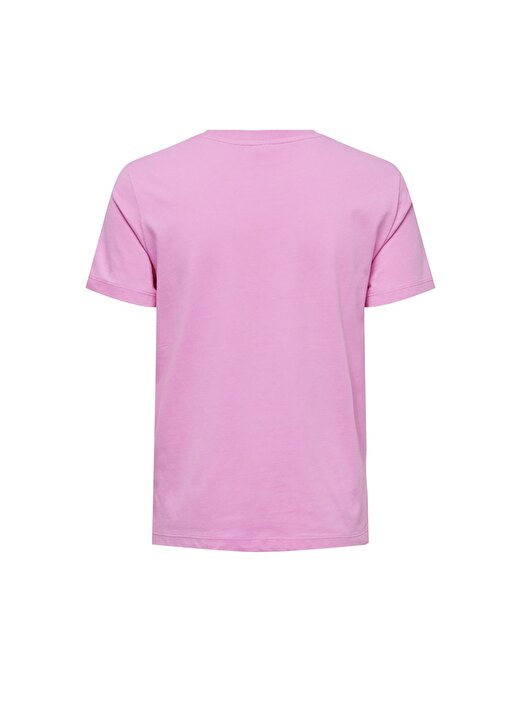 Only O Yaka Baskılı Açık Pembe Kadın T-Shirt ONLWEEKDAY REG S/S O-NECK TOP BOX J 2