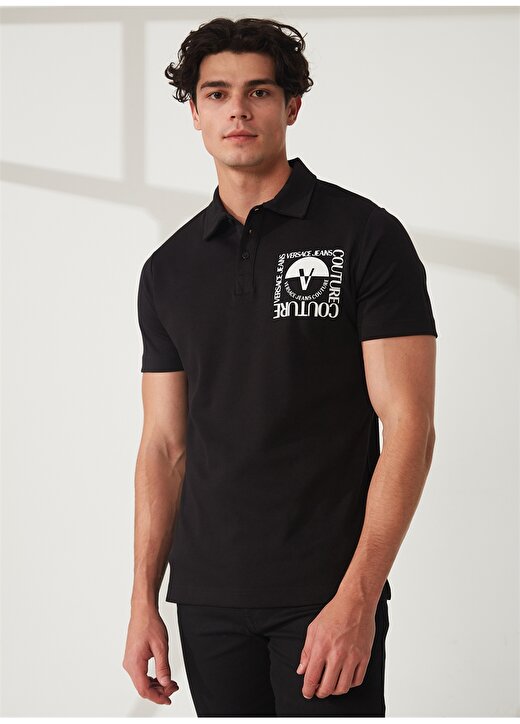Versace Jeans Couture Siyah Erkek Polo T-Shirt 74GAGT15CJ02O899 1