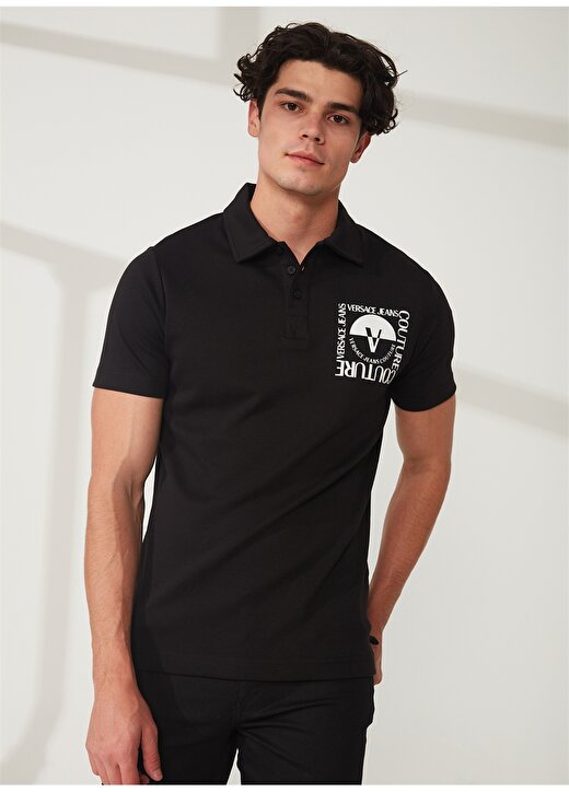 Versace Jeans Couture Siyah Erkek Polo T-Shirt 74GAGT15CJ02O899 3