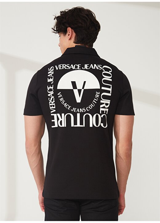 Versace Jeans Couture Siyah Erkek Polo T-Shirt 74GAGT15CJ02O899 4