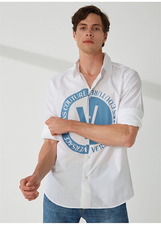 Versace Jeans Couture Slim Fit Gömlek Yaka Beyaz Erkek Gömlek 74GALYR0CN002003 2