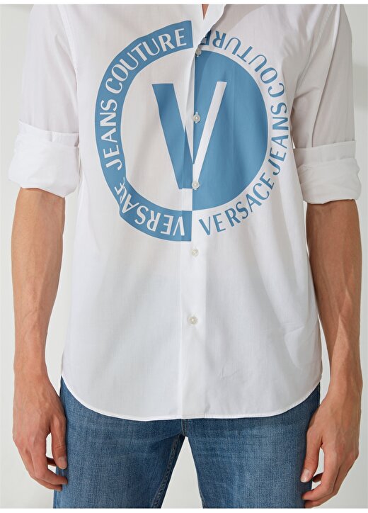 Versace Jeans Couture Slim Fit Gömlek Yaka Beyaz Erkek Gömlek 74GALYR0CN002003 3