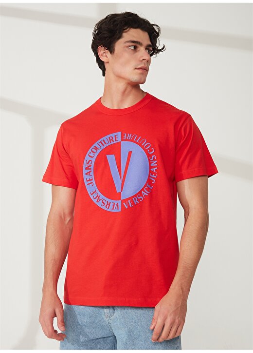 Versace Jeans Couture Bisiklet Yaka Kırmızı Erkek T-Shirt 74GAHI07CJ00I521 3